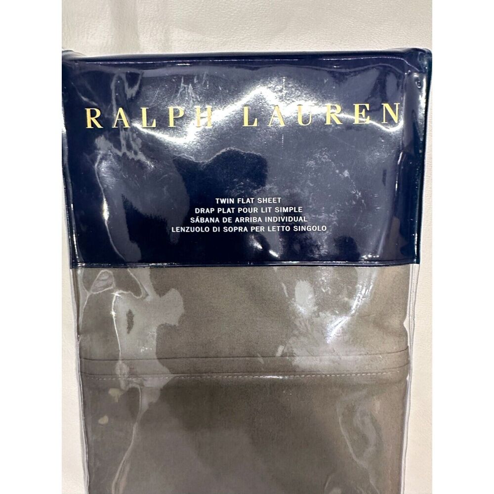 Ralph Lauren RL 464 Solid Percale Twin Flat Sheet Modern Charcoal Cotton NEW - Picture 2 of 6
